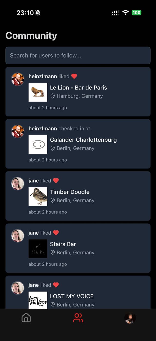 App screenshot — community