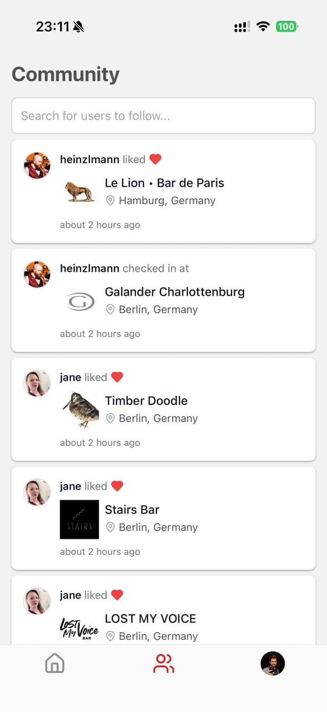 App screenshot — community
